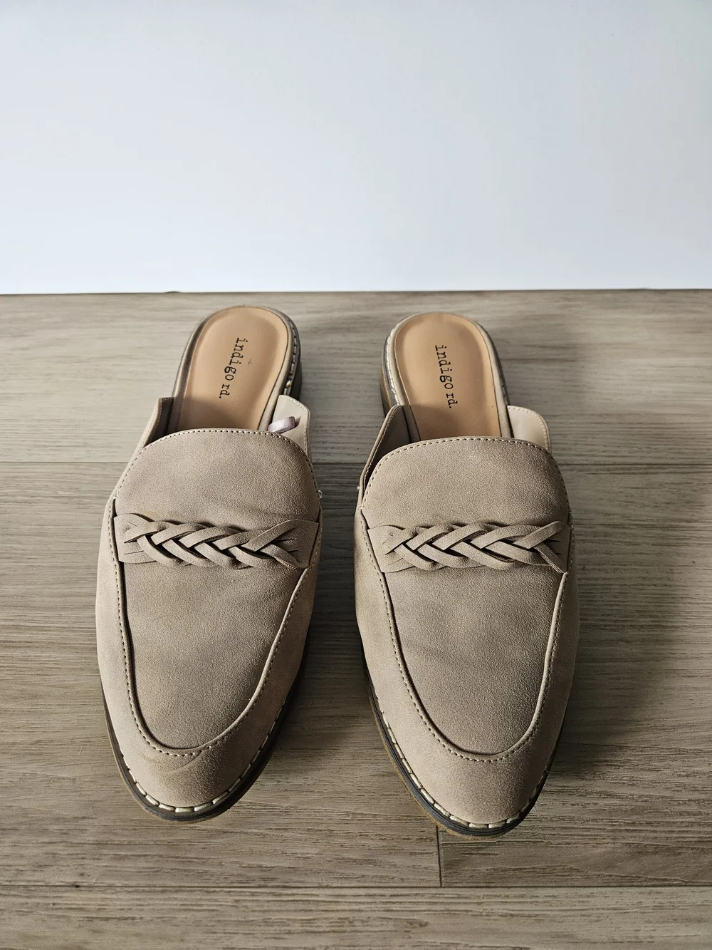 Braided Slip-On Mules in Taupe